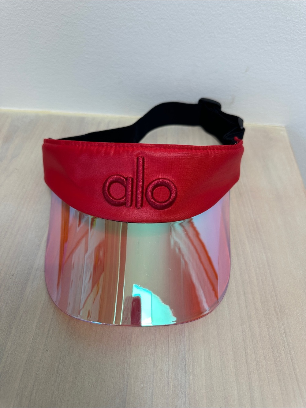 ALO Yoga Red Visor with Iridescent Mirror Brim